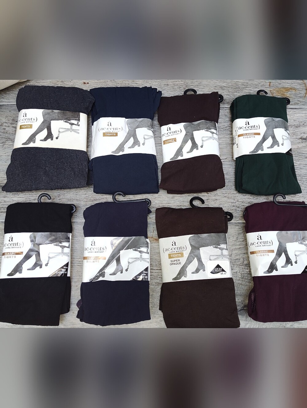 Lane Bryant tights 8 Pairs, Mixed Colors, Gray, Black, Green,Blue Burgundy Brown